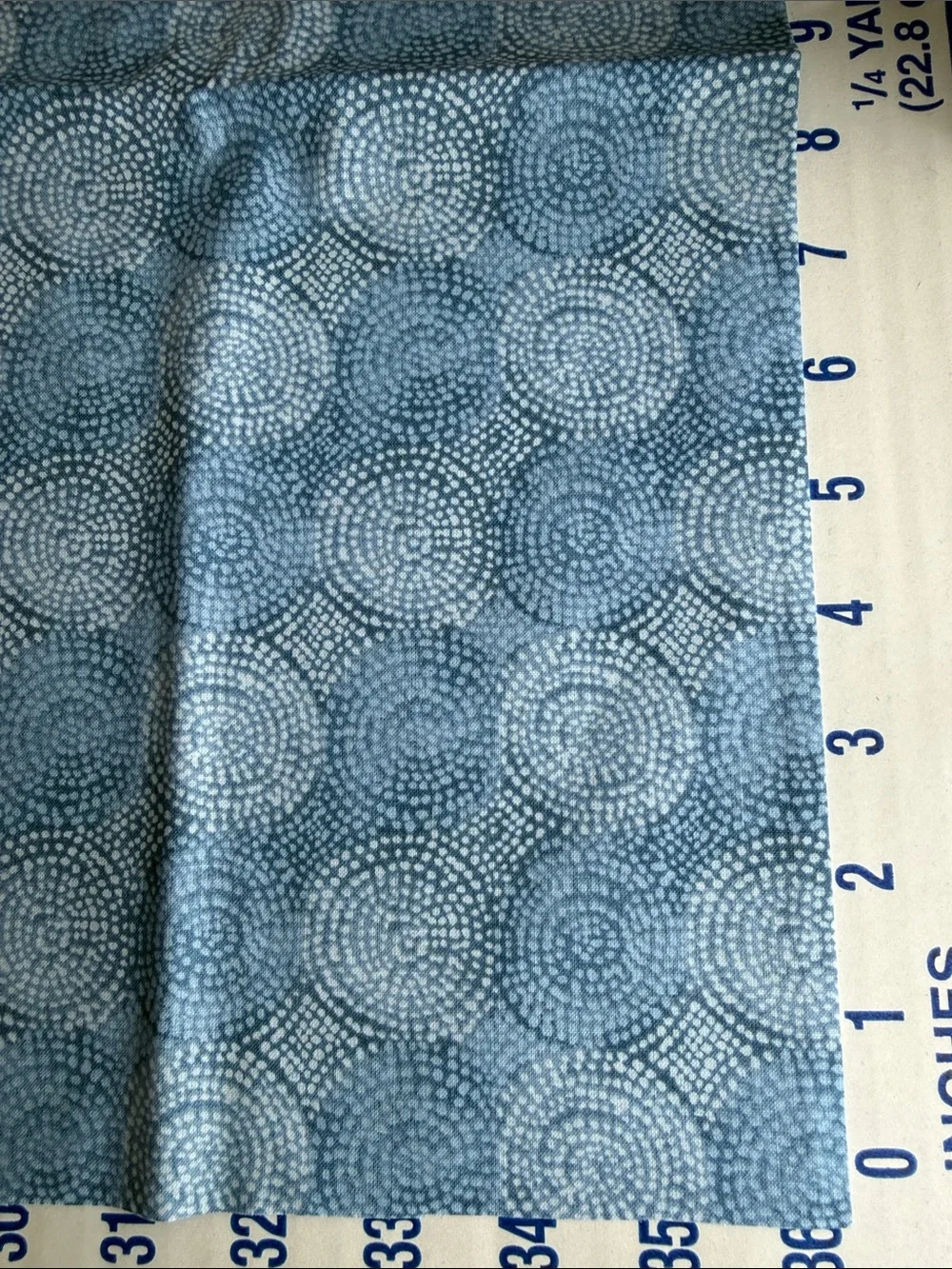 Blue Geometric Dotted Circle Cotton Fabric 1 Yard x 44